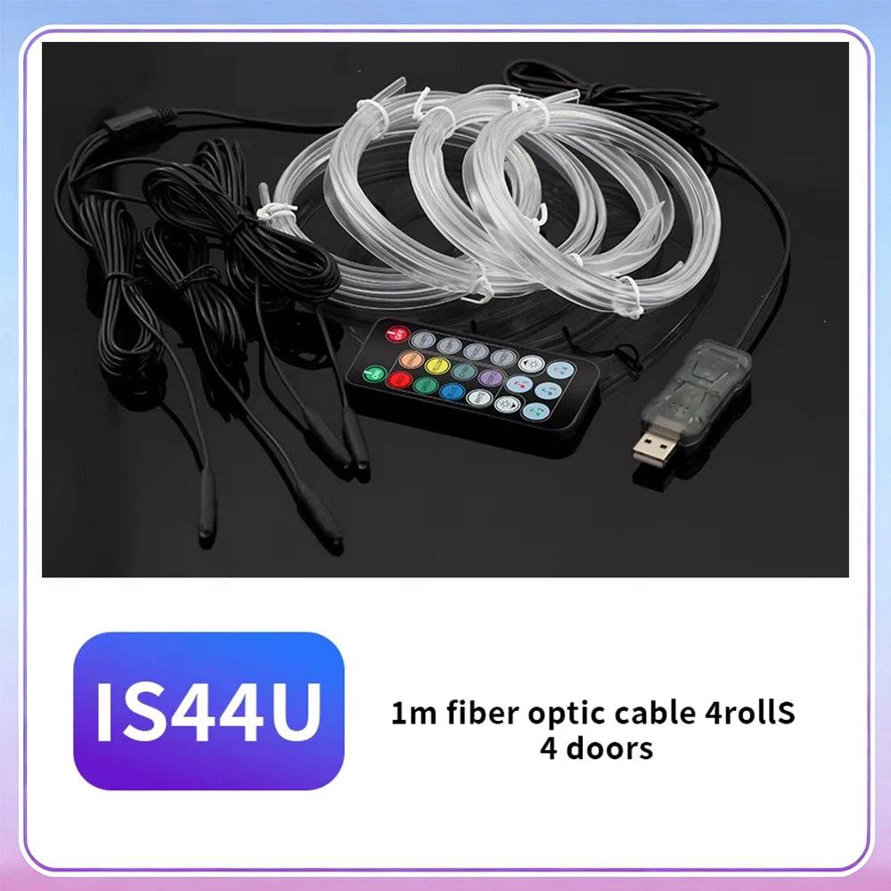 3M Car Interior Ambient LED Light Strip Invisible USB Flexible Neon Interior Lights Assembly RGB APP For Car Decoration Lighting