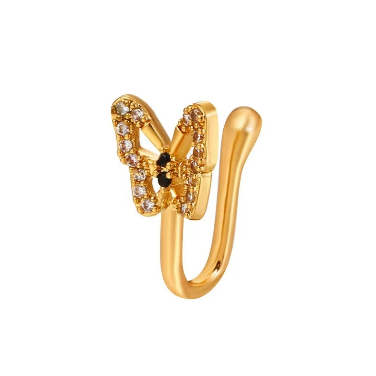 Glass Imitation Diamond Butterfly Nose Stud Hip Hop Gothic Style Clip Wear Adjustable Nose Clip Without Hole Women Cool Jewelry