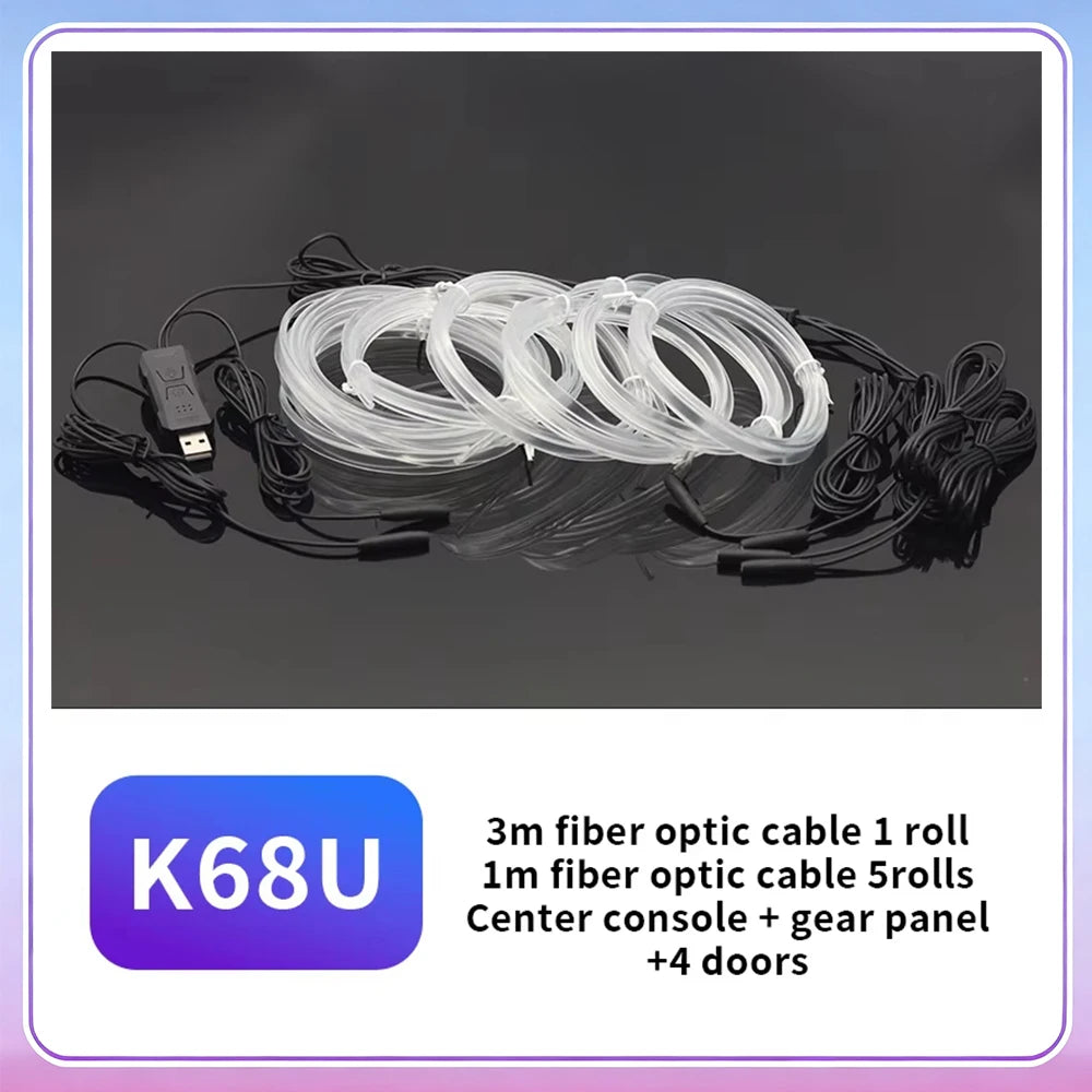 3M Car Interior Ambient LED Light Strip Invisible USB Flexible Neon Interior Lights Assembly RGB APP For Car Decoration Lighting