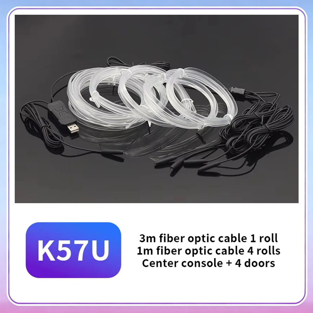 3M Car Interior Ambient LED Light Strip Invisible USB Flexible Neon Interior Lights Assembly RGB APP For Car Decoration Lighting