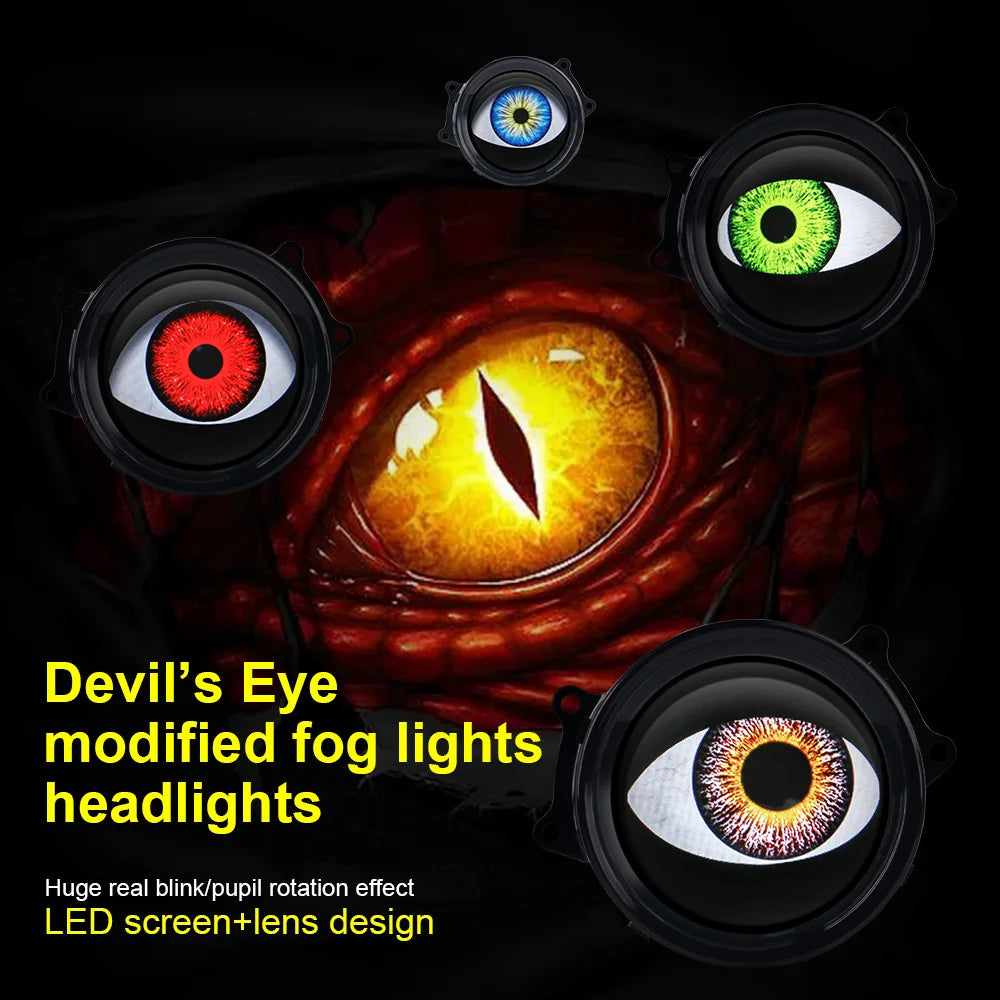 12-36V 3 Inch Car Devil Eyes Lens Lights Moto Demon Eye Dynamic Headlight Assembly With Remote Control Auto Retrofit Accessorie