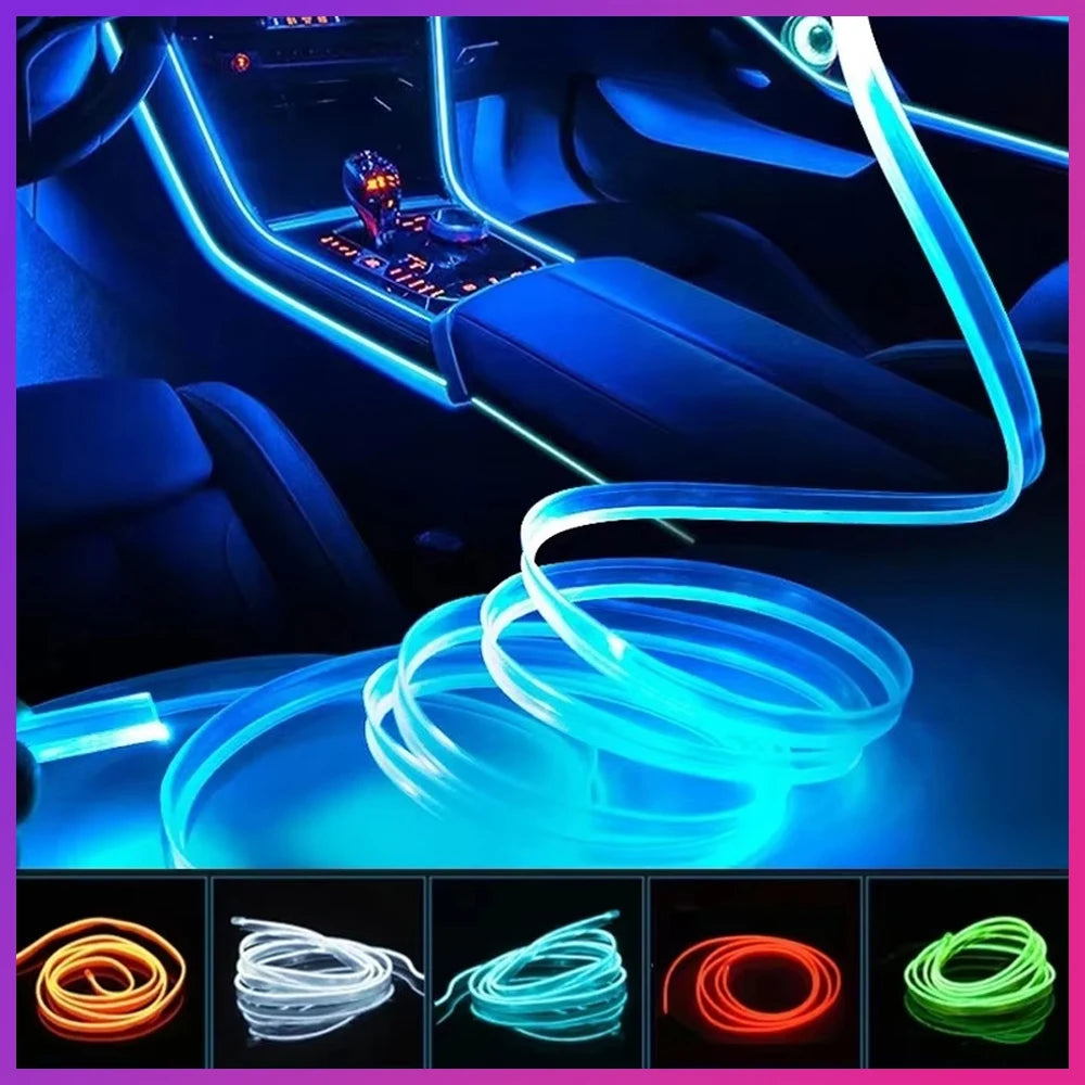 3M Car Interior Ambient LED Light Strip Invisible USB Flexible Neon Interior Lights Assembly RGB APP For Car Decoration Lighting
