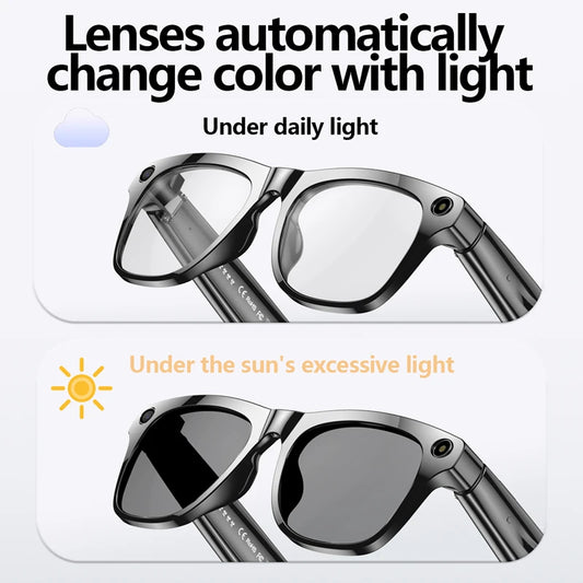 4K AI Smart Glasses Multifunction Camera For Xiaomi Bluetooth Call Voice Assistant Music Player Translate Photochromic Glasses