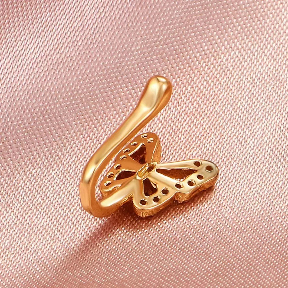 Glass Imitation Diamond Butterfly Nose Stud Hip Hop Gothic Style Clip Wear Adjustable Nose Clip Without Hole Women Cool Jewelry