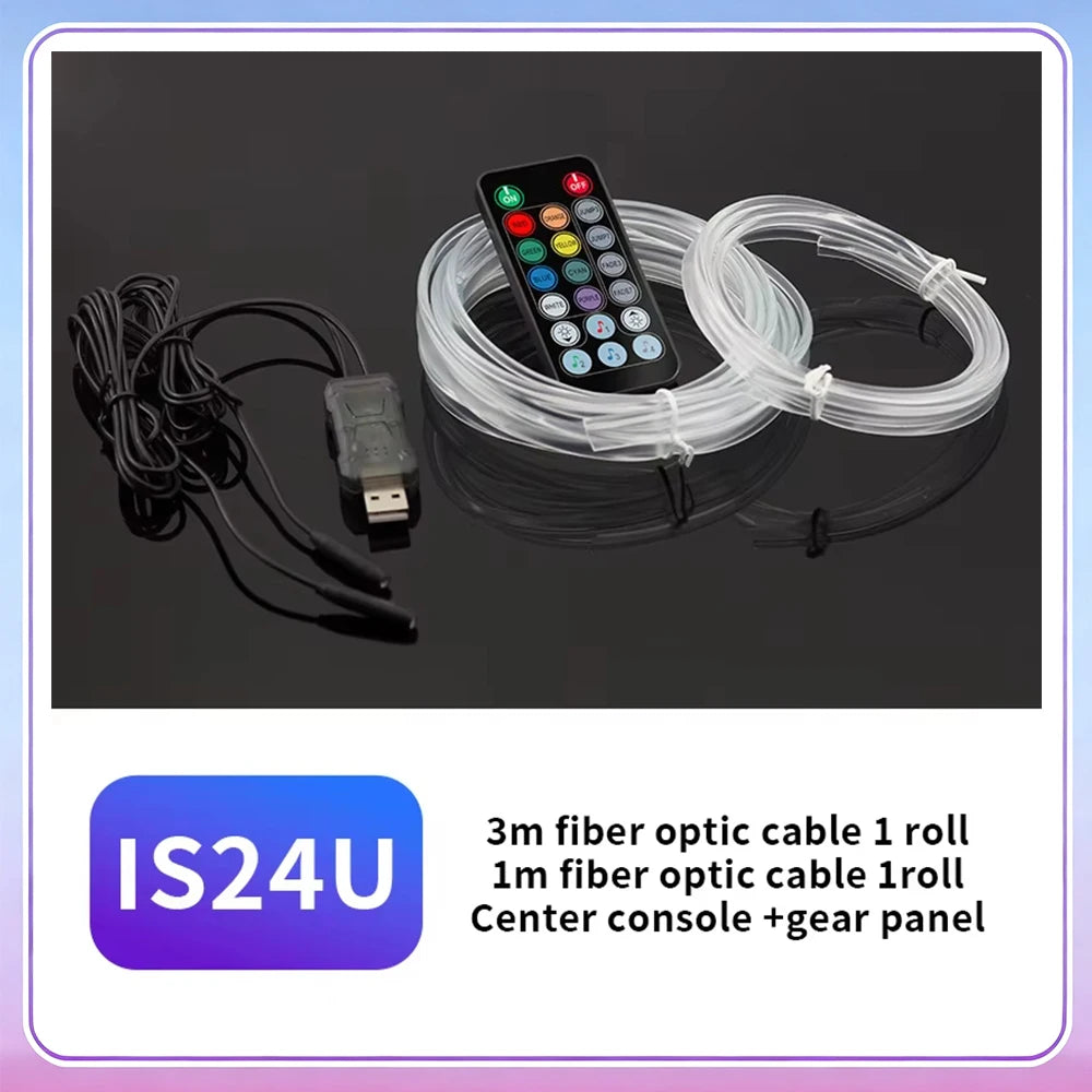 3M Car Interior Ambient LED Light Strip Invisible USB Flexible Neon Interior Lights Assembly RGB APP For Car Decoration Lighting