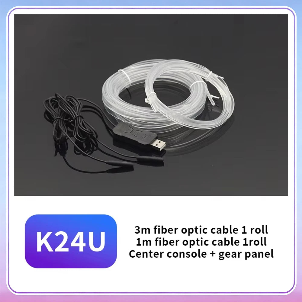 3M Car Interior Ambient LED Light Strip Invisible USB Flexible Neon Interior Lights Assembly RGB APP For Car Decoration Lighting