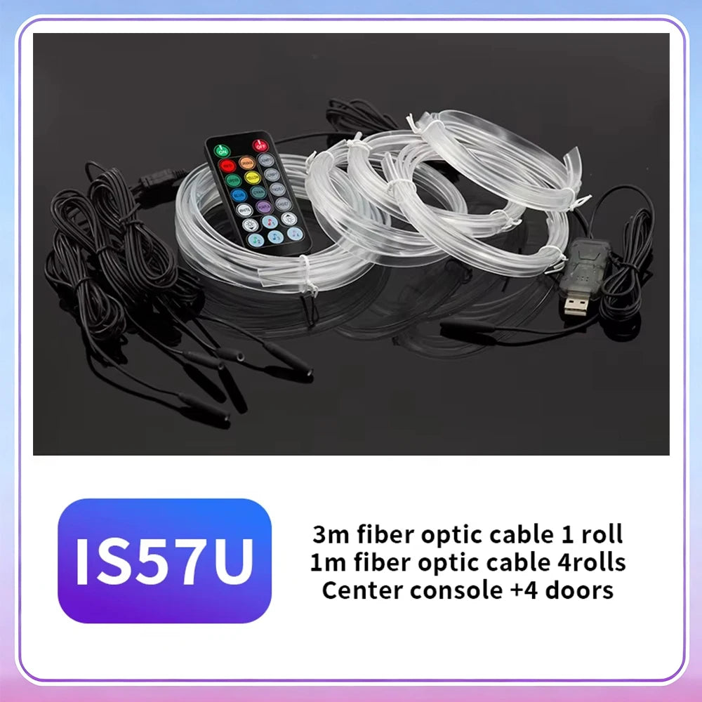 3M Car Interior Ambient LED Light Strip Invisible USB Flexible Neon Interior Lights Assembly RGB APP For Car Decoration Lighting