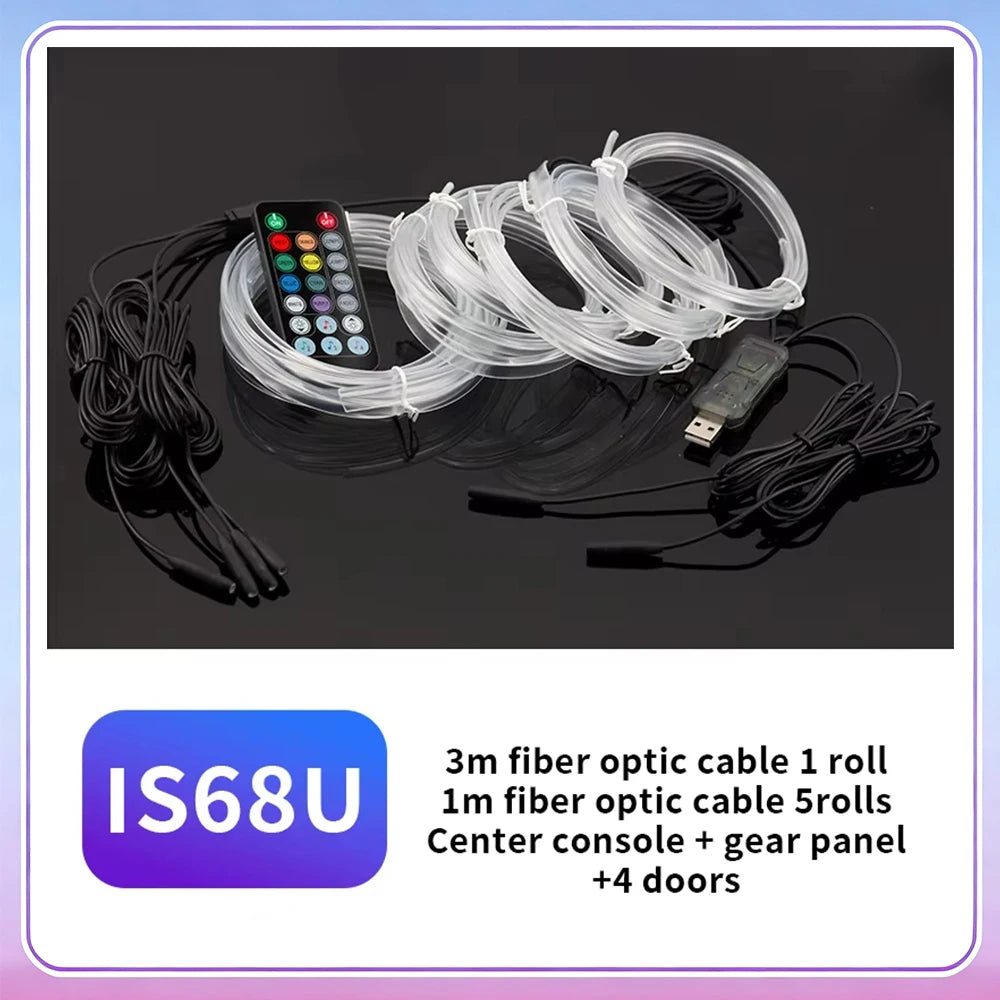 3M Car Interior Ambient LED Light Strip Invisible USB Flexible Neon Interior Lights Assembly RGB APP For Car Decoration Lighting